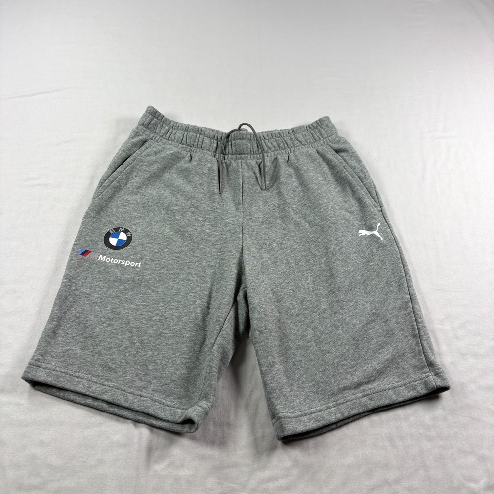 PUMA BMW Motorsport Sweat Shorts Mens Medium Gray Lounge Stretch Casual